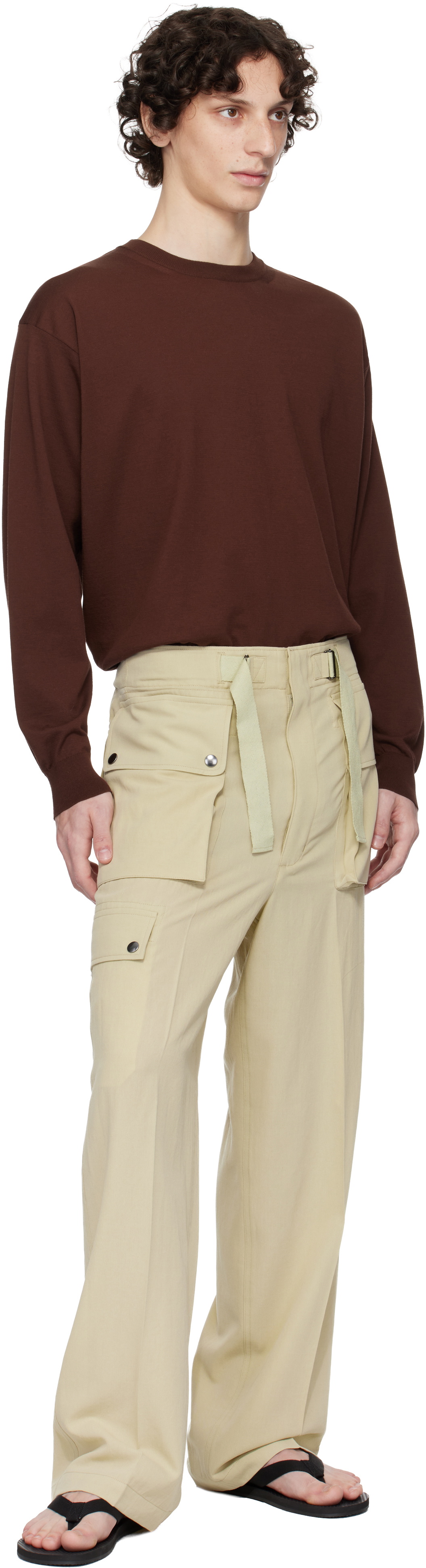 パンツ auralee light cotton wool viyella cargo black-light-cotton-wool-