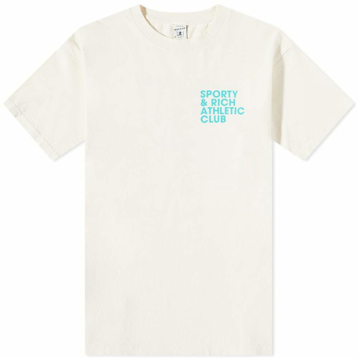 Photo: Sporty & Rich Men's Exercise Often T-Shirt in Cream/Teal