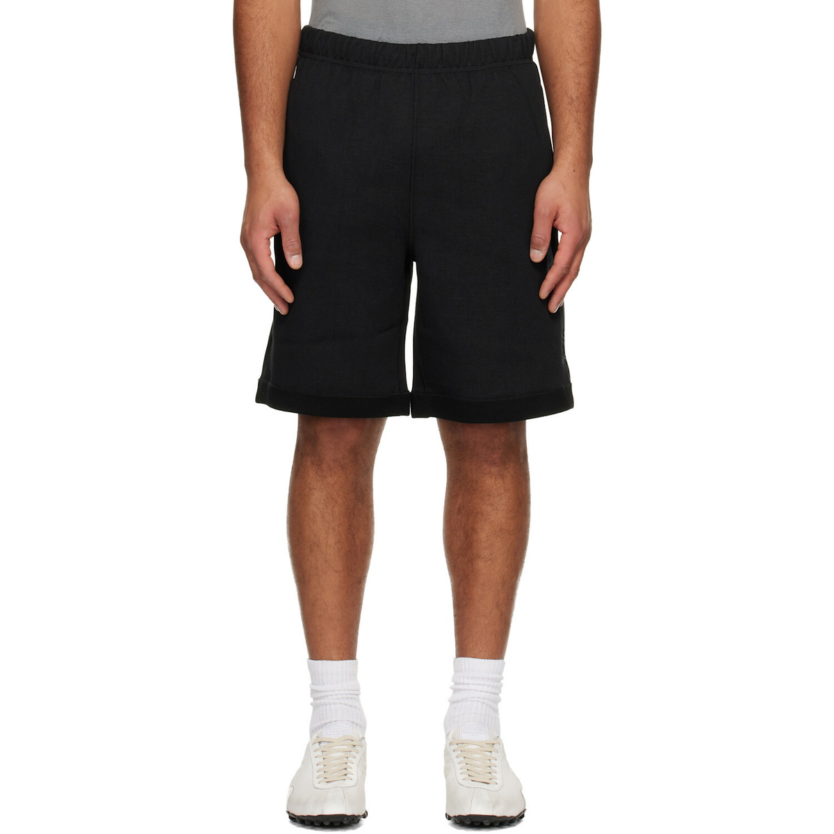 AAPE by A Bathing Ape Black Reversible Moonface Logo Sweat Shorts