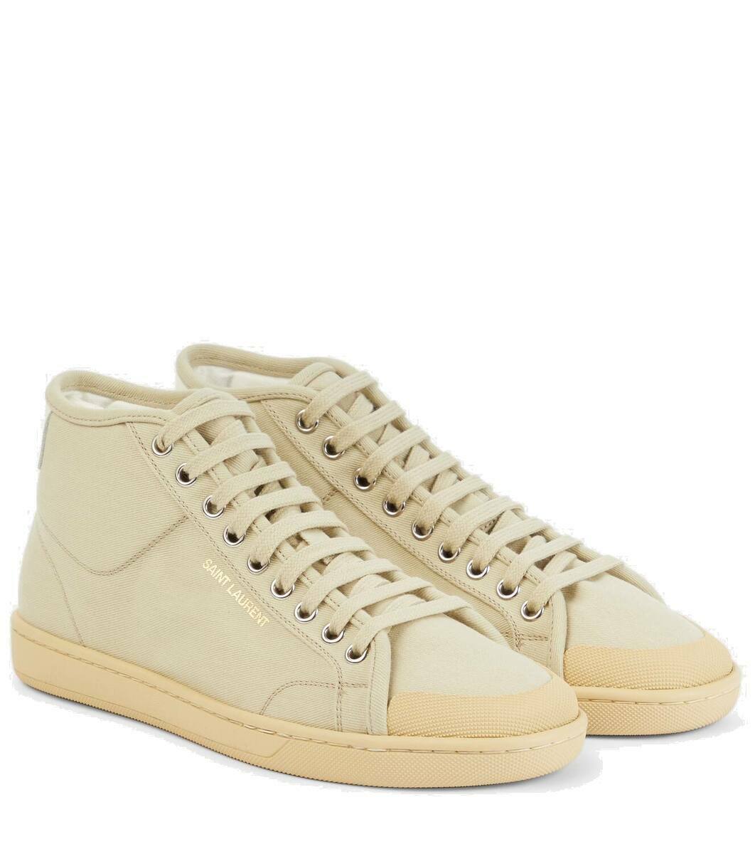 スニーカー Saint Laurent Olive Green Nylon Court Classic Sl 39 Sneakers Saint Laurent Court Classic Sl/06 Sneakers In Embroidered