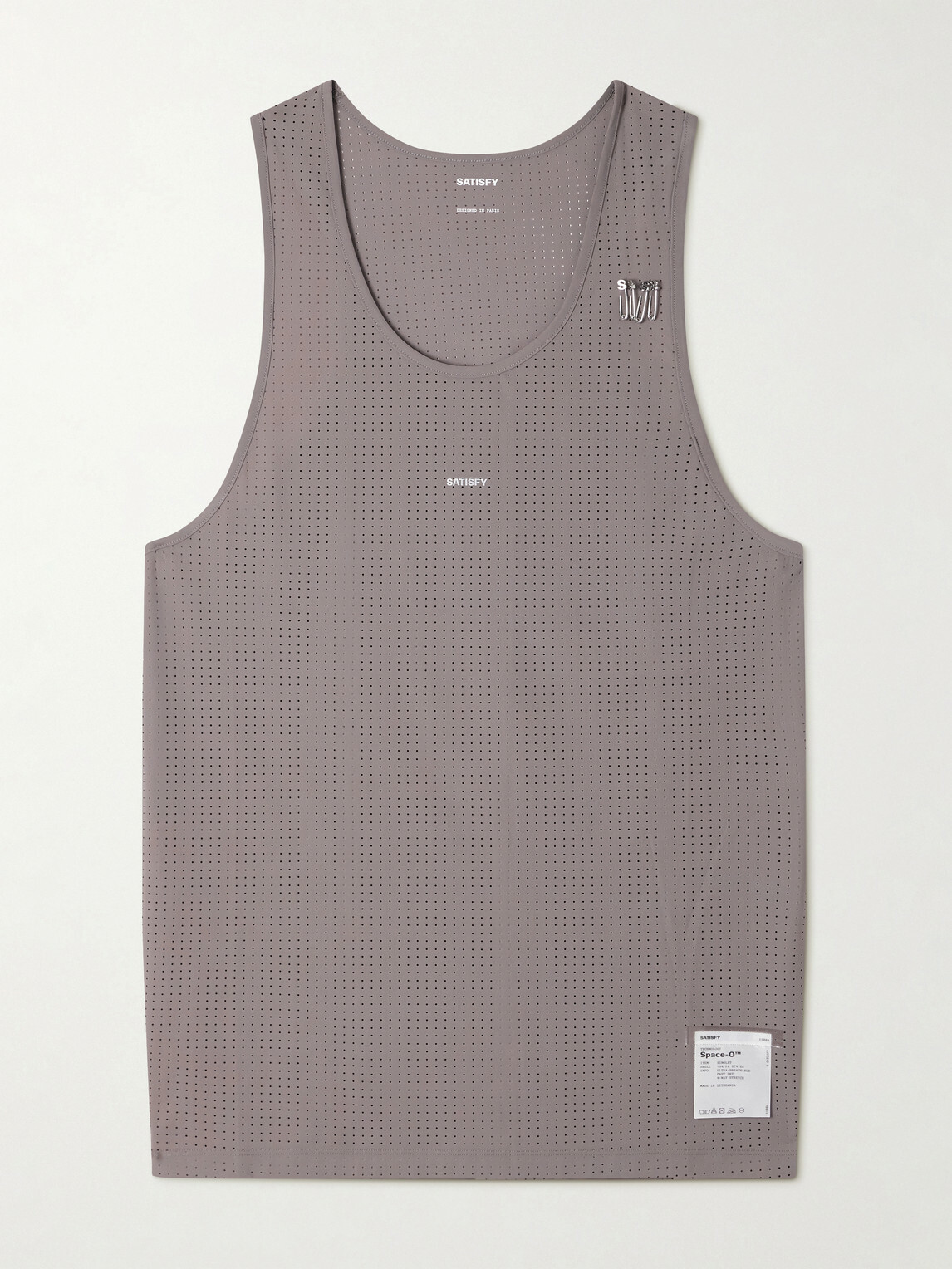 Satisfy - Embellished Logo-Appliquéd Space-O™ Mesh Tank Top - Brown