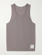 Satisfy - Embellished Logo-Appliquéd Space-O™ Mesh Tank Top - Brown