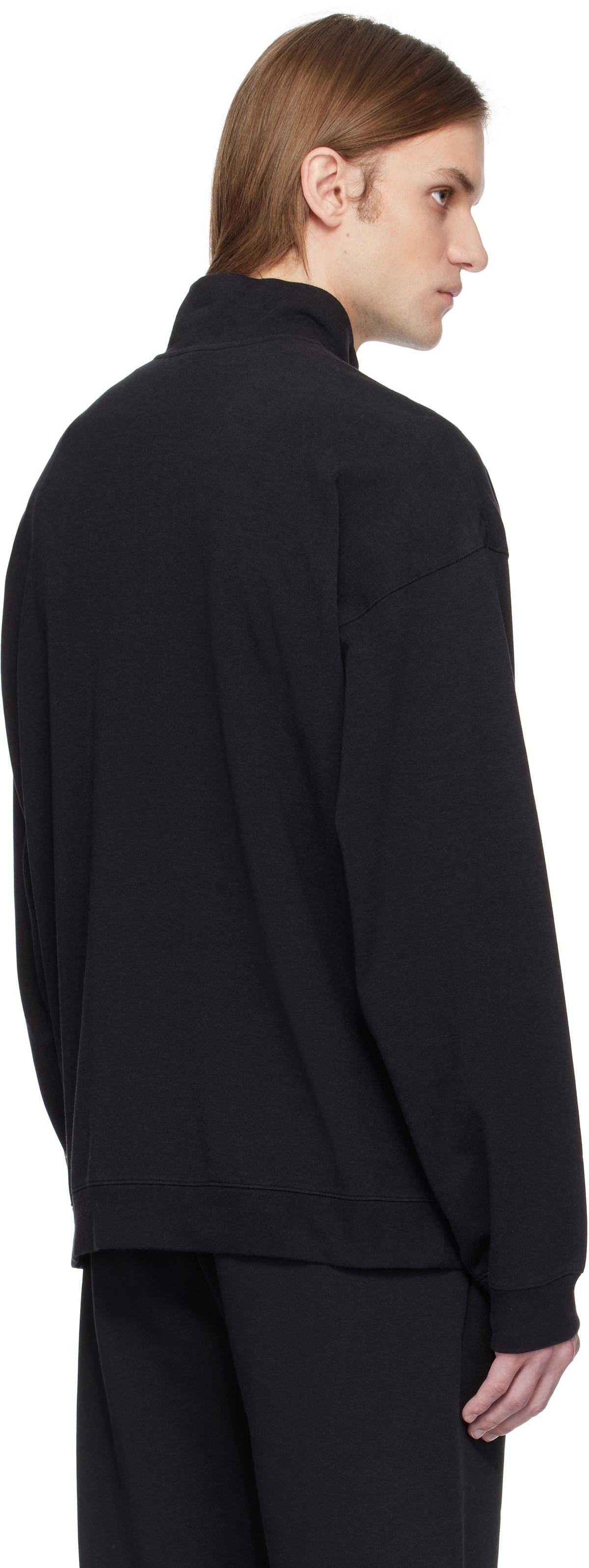 SKIMS Black Jersey Lounge Relaxed Quarter Zip Sweatshirt