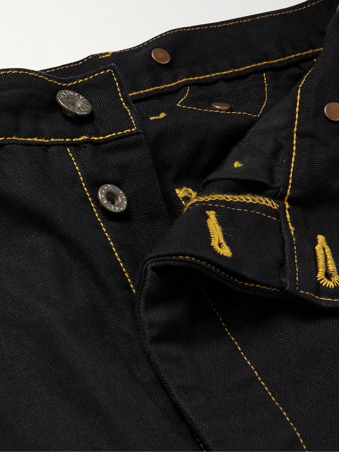KAPITAL - Lumber Tapered Embroidered Cotton-Canvas Cargo Trousers - Black