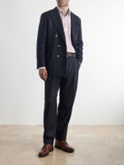 Brunello Cucinelli - Double-Breasted Pinstripe Cashmere and Wool-Blend Flannel Suit Jacket - Black