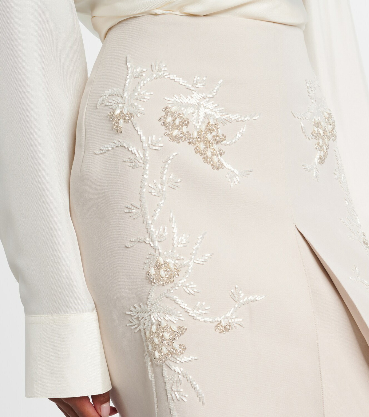 Jacques Wei Embellished low-rise cotton-blend midi skirt