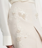 Jacques Wei Embellished low-rise cotton-blend midi skirt