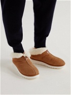 Grenson - Wyeth Shearling-Lined Suede Slippers - Brown