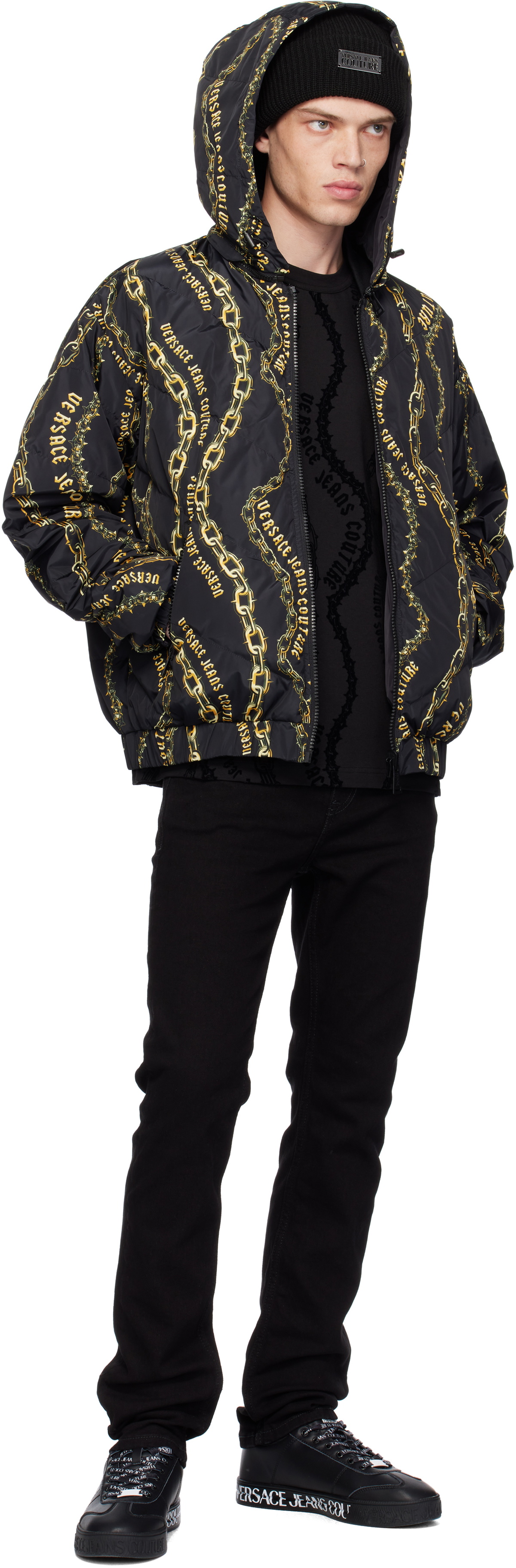 Versace Jeans Couture Black Chain Couture Reversible Puffer Jacket