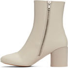 MM6 Maison Margiela Off-White Stitch-Out Leather Ankle Boots