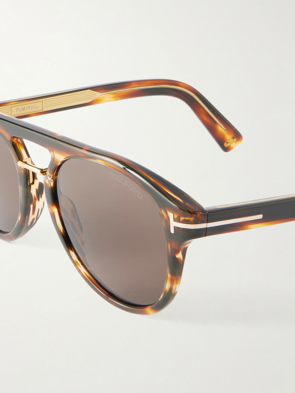 TOM FORD - Icon Double-Bridge Aviator-Style Acetate Sunglasses - Brown