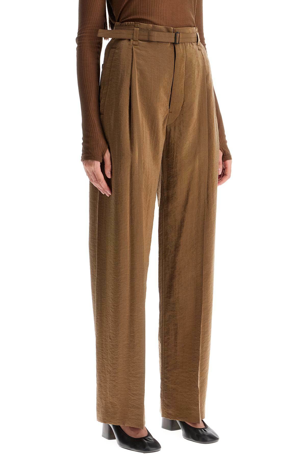 パンツ LEMAIRE Women Straight Pants PA1036 BROWN Cub Brown Multi-topstitch Pants | LEMAIRE