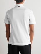 Zegna - Leather-Trimmed Cotton-Piqué Polo Shirt - White