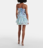 Susan Fang Floral-appliqué smocked tulle top