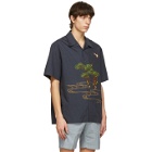 Dunhill Navy Spring Swallows Short Sleeve Shirt