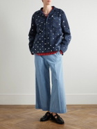 BODE - Clover Embellished Suede Overshirt - Blue