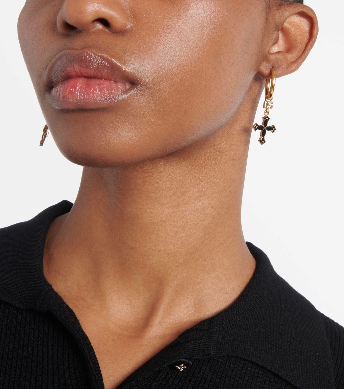 Dolce&Gabbana DG cross embellished hoop earrings Dolce & Gabbana