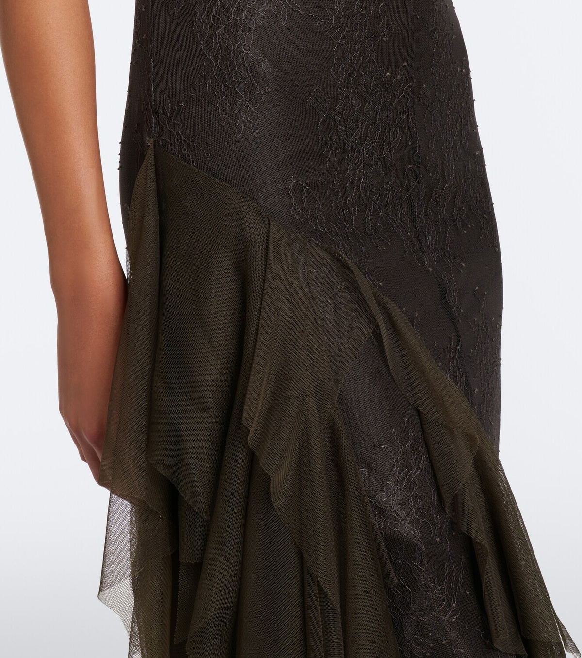 De La Vali Morwen tulle-trimmed lace cocktail dress