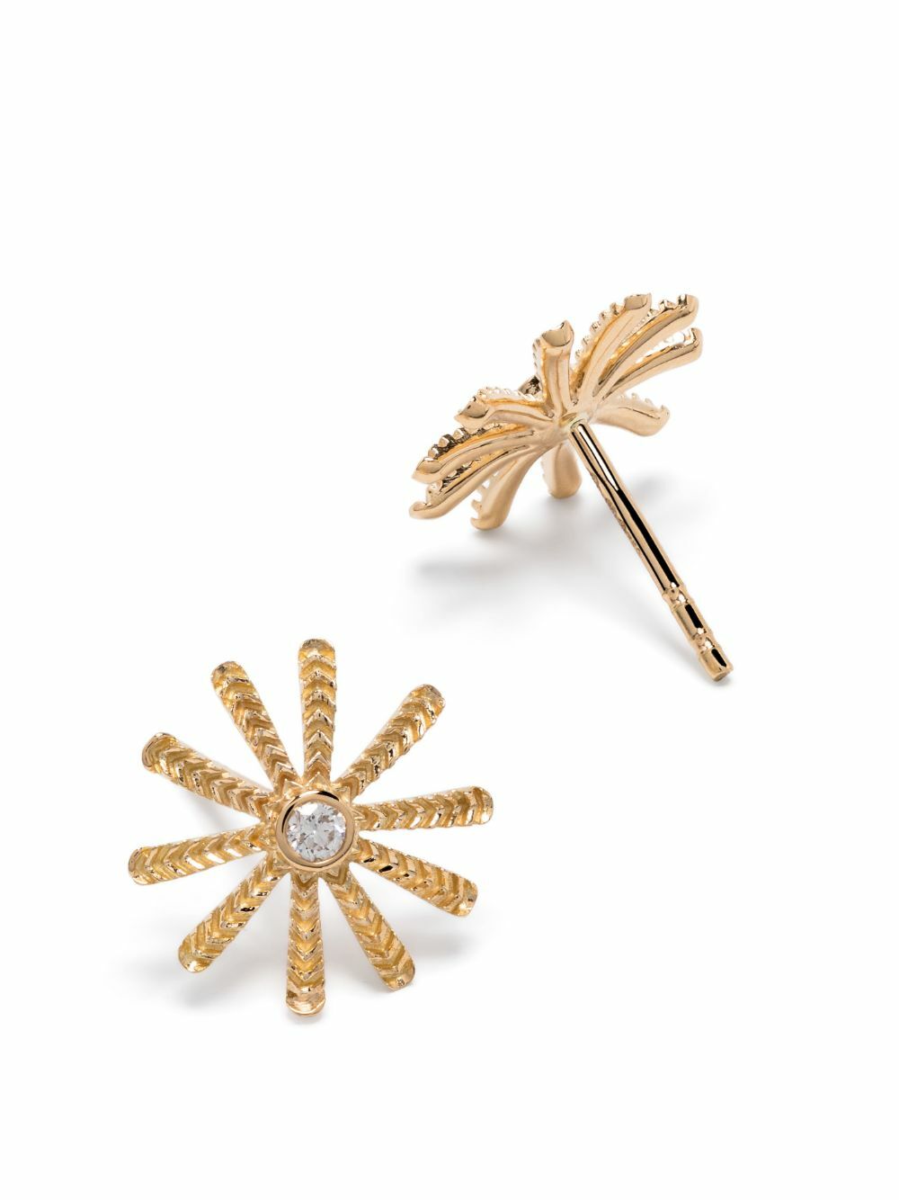 Harwell Godfrey 18K Yellow Gold Tiny Sunflower Diamond Stud Earrings