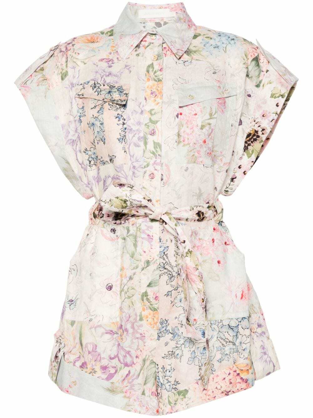 ZIMMERMANN - Floral Print Linen Playsuit