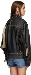 Diesel Brown L-Trucker Leather Jacket