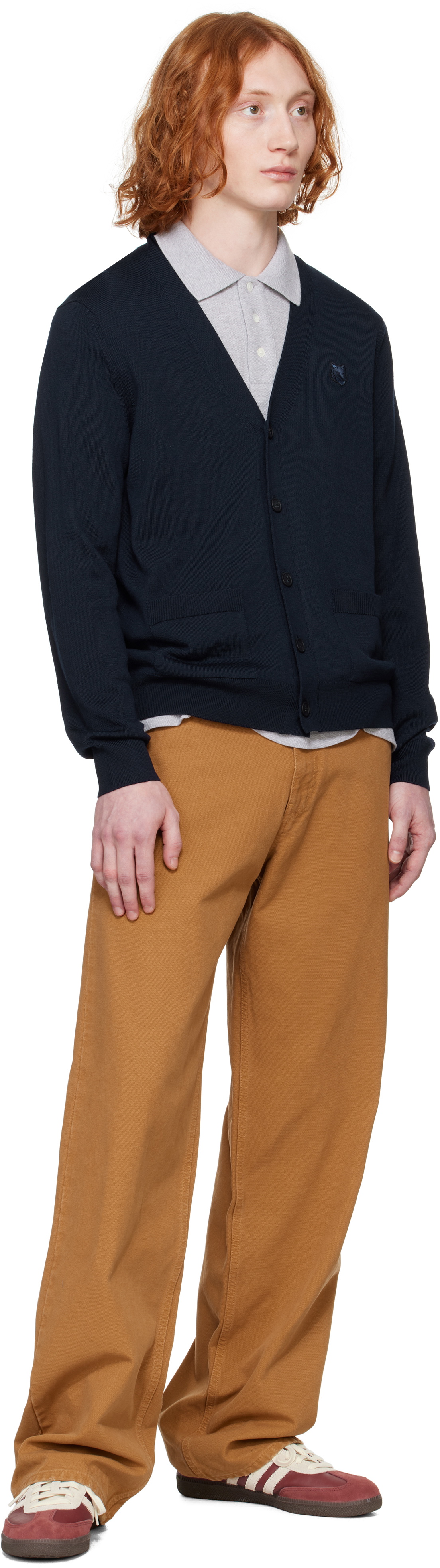 Maison Kitsuné Navy Bold Fox Head Patch Regular Cardigan