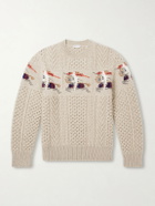 Burberry - Logo-Intarsia Cable-Knit Wool and Cashmere-Blend Sweater - Neutrals