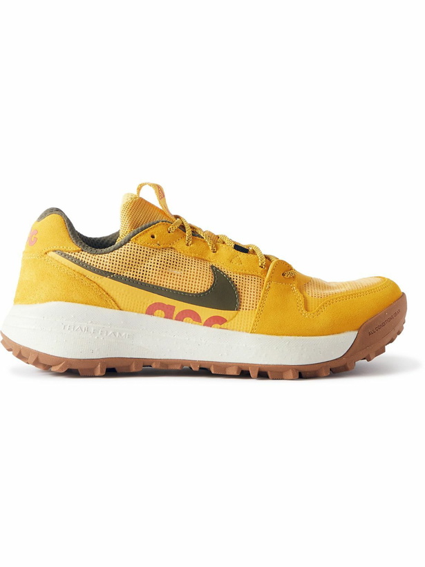 Photo: Nike - ACG Lowcate Leather-Trimmed Mesh and Suede Sneakers - Yellow