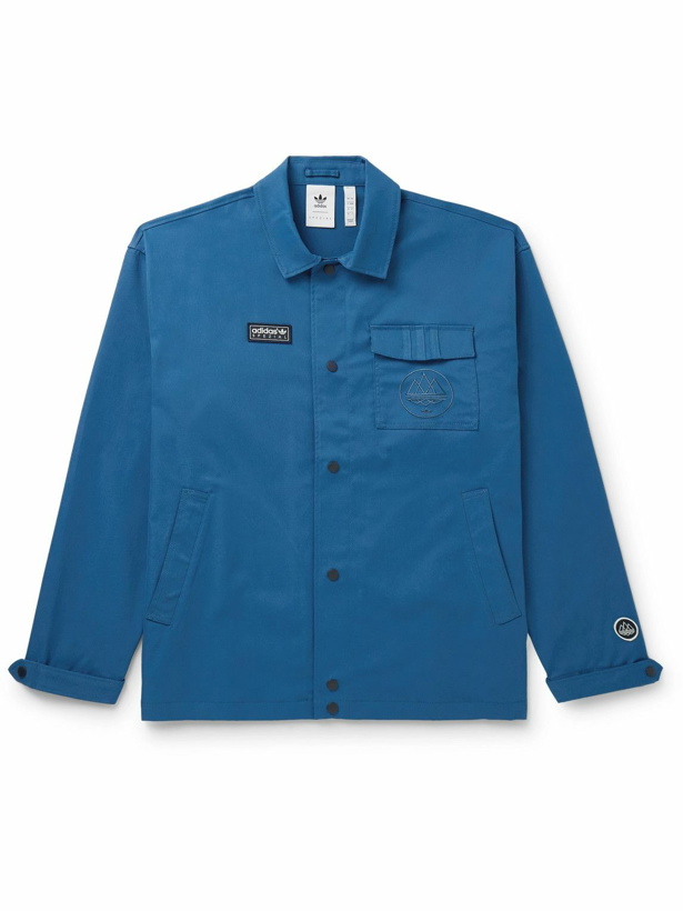Photo: adidas Originals - Wingrove Logo-Appliquéd Recycled-Twill jacket - Blue