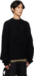 HELIOT EMIL Black Cropped Spiral Knit Sweater