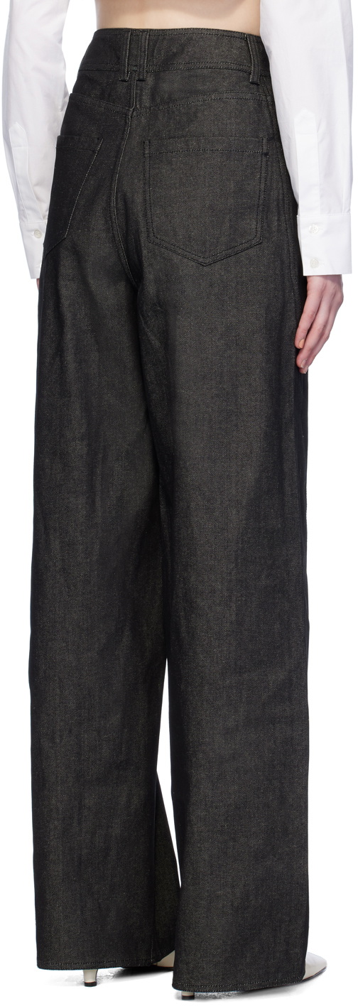 Elleme Black Plain Reverse Baggy Jeans