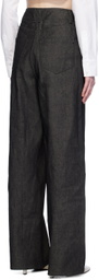 Elleme Black Plain Reverse Baggy Jeans