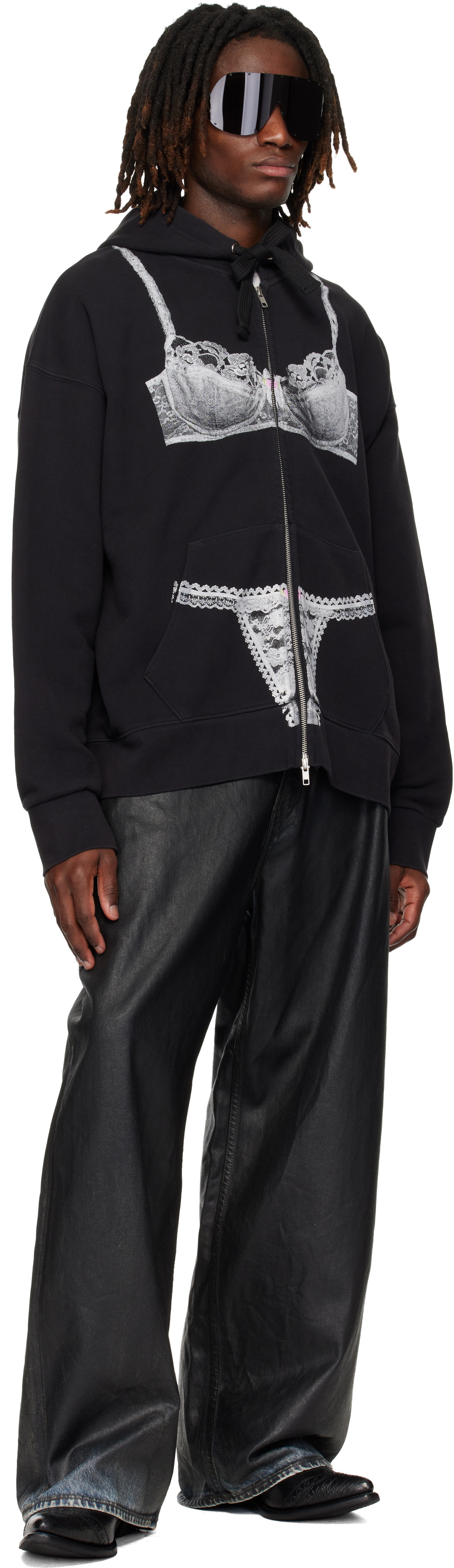 VAQUERA Black Trompe l'Oeil Zip Hoodie