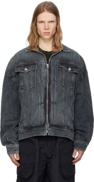 Juun.J Gray Zipper Trucker Denim Jacket