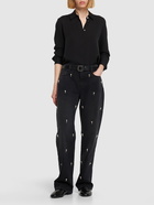 STELLA MCCARTNEY - Embellished Cotton Denim Straight Jeans