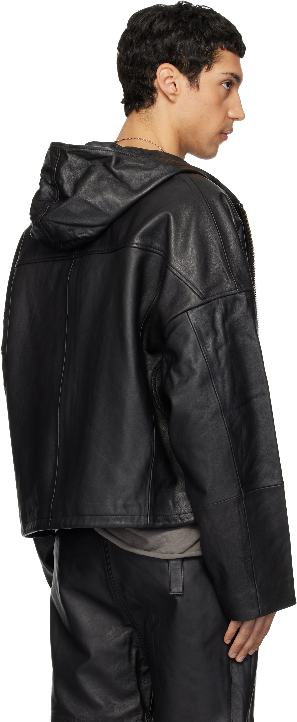 Deadwood Black Hector Leather Hoodie