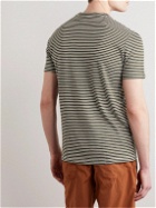 Altea - Striped Linen and Cotton-Blend T-Shirt - Green