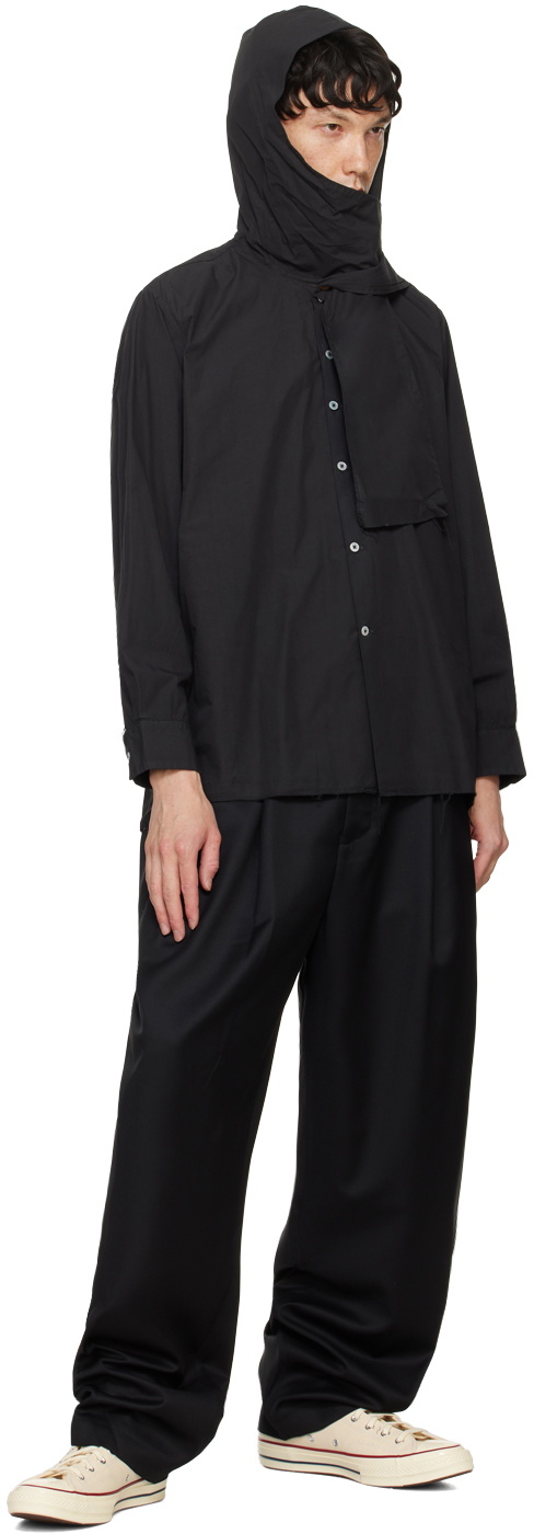 Camiel Fortgens Black Hooded Scarf Shirt