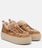 Roger Vivier Viv' Up embellished shearling and suede sneakers