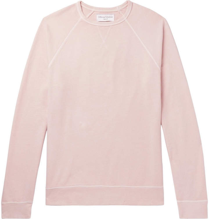 Photo: Officine Generale - Clement Pigment-Dyed Loopback Cotton-Jersey Sweatshirt - Pink