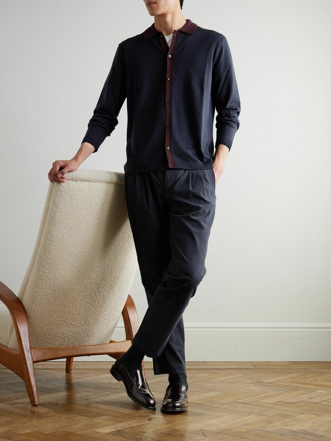 Mr P. - Two-Tone Merino Wool Shirt - Blue
