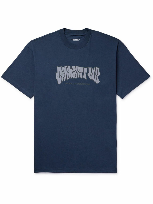 Photo: Carhartt WIP - Logo-Print Cotton-Jersey T-Shirt - Blue