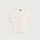 Picante Men's Pointelle Knit Polo Shirt in Ivory