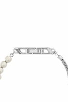 Diesel Sterling silver chain and pearl bracelet - Bracelets - Unisex - Silver