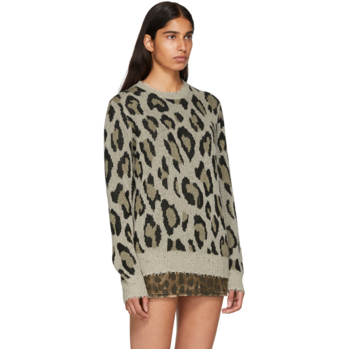 R13 Beige Cashmere Leopard Sweater R13