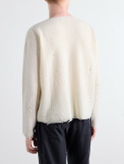 SECOND / LAYER - Distressed Waffle-Knit Wool and Cashmere-Blend Sweater - Neutrals