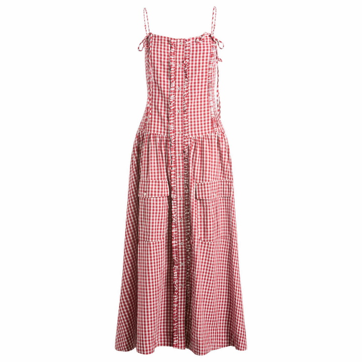 Photo: Damson Madder Women's Faith Midi Dress in Red/Ecru