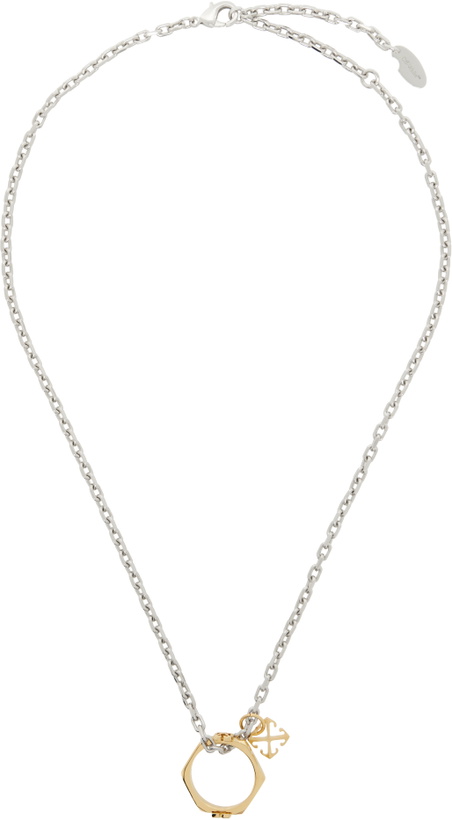 Photo: Off-White Silver & Gold Bicolor Arrow Necklace