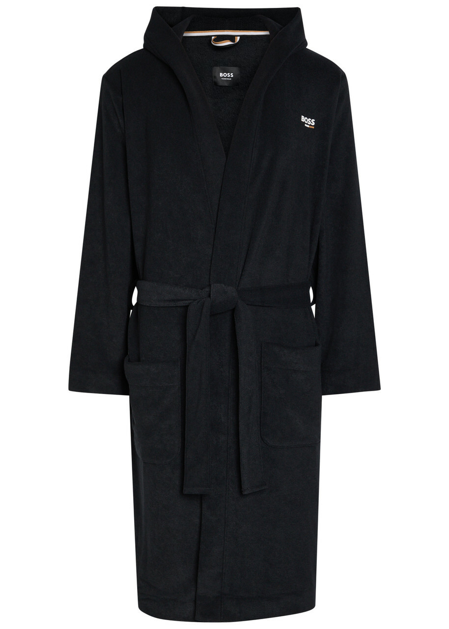 Boss Hooded Terry Robe Black