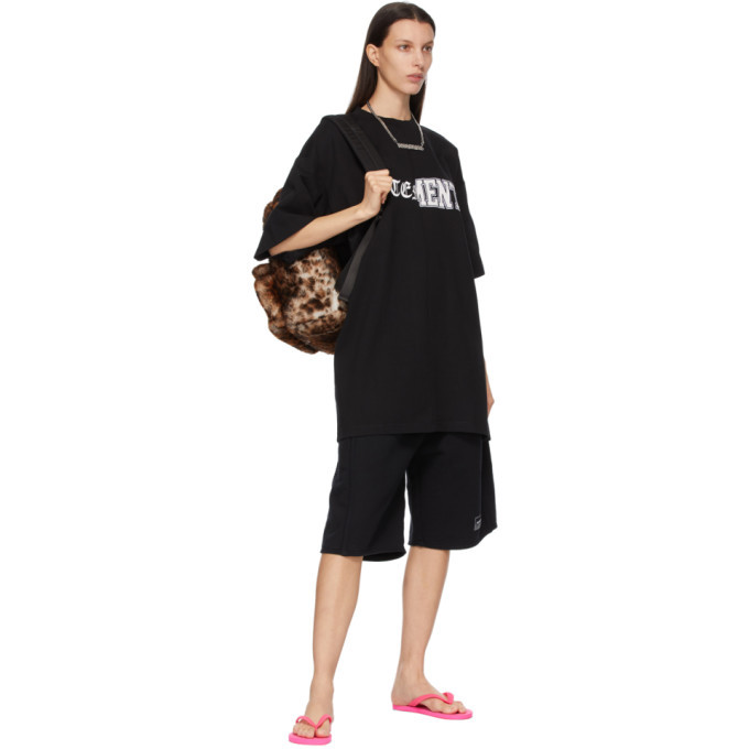 VETEMENTS Black Vertical Cut-Up Logo T-Shirt Vetements